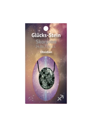 Marco Schreier Mineralien Nonbook - Glücksstein mit Band auf Astrokarte Skorpion/Obsidian