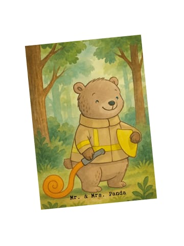 Mr. & Mrs. Panda Grußkarte Bär Freiwillige Feuerwehr Design ohne... in Weiß