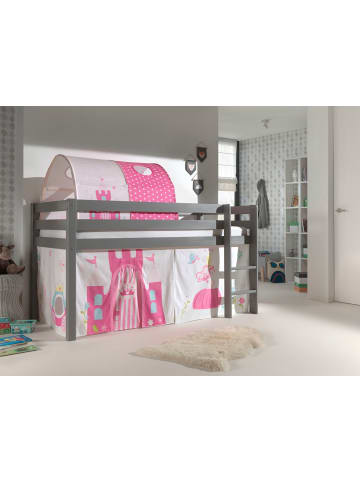 58 aufm Kessel KINDERBETT Karolina 210x114x106 Massivholz Grau Textilset Princess 2