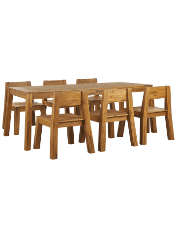 Beliani 7-tlg Gartentisch Set LIVORNO in Braun