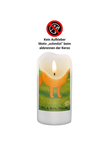 Mr. & Mrs. Panda Kerze Fuchs Blumen Design ohne Spruch in Weiß