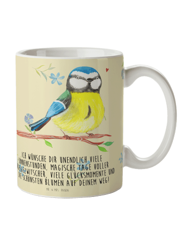 Mr. & Mrs. Panda Kaffeetasse Vogel Blaumeise mit Spruch in Blumig
