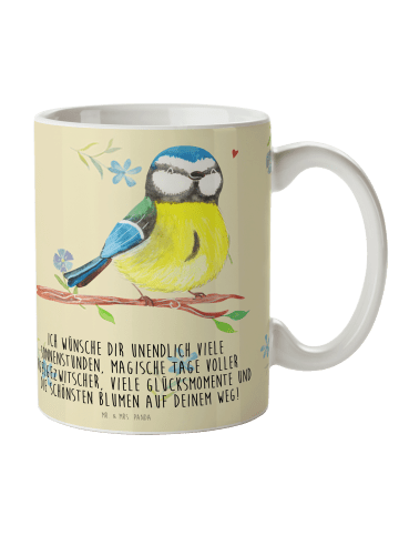 Mr. & Mrs. Panda Tasse Vogel Blaumeise mit Spruch in Blumig