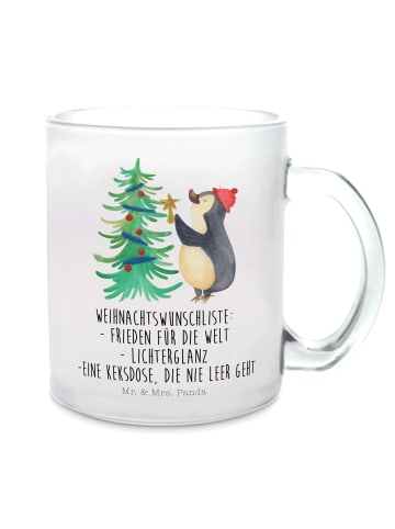 Mr. & Mrs. Panda Teetasse Pinguin Weihnachtsbaum mit Spruch in Transparent