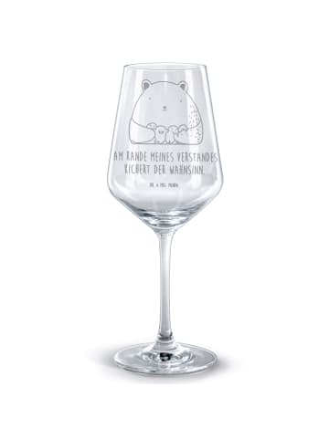 Mr. & Mrs. Panda Weinglas graviert Bär Gefühl mit Spruch in Transparent