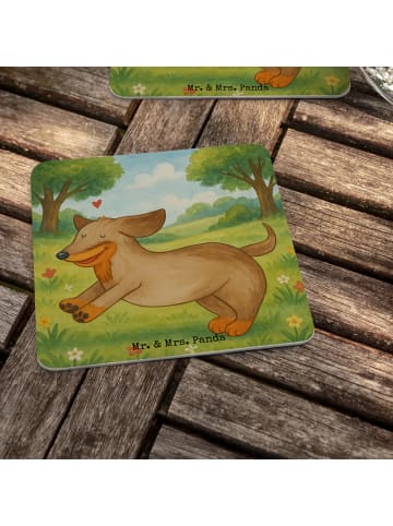 Mr. & Mrs. Panda Becheruntersetzer Hund Dackel Design ohne Spruch in Weiß