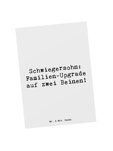 Mr. & Mrs. Panda Fotokarte Spruch Schwiegersohn Upgrade mit Spruch in Weiß