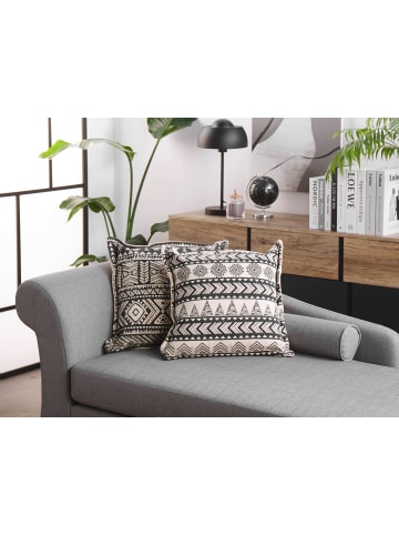 Beliani 2er-Set Dekokissen HENTEPE in Beige/Schwarz