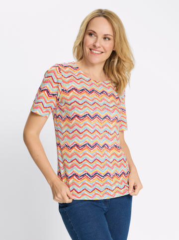 Sieh an! Kurzarm-Shirt in rot-himmelblau-bedruckt