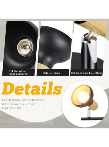 ZMH Deckenleuchte in schwarz 3-flammige E14 Vintage Metall Deckenspots