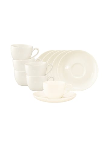 Seltmann Weiden 6er Set Espressotassen mit Untertassen Savona Fine Diamond 110 ml creme in creme
