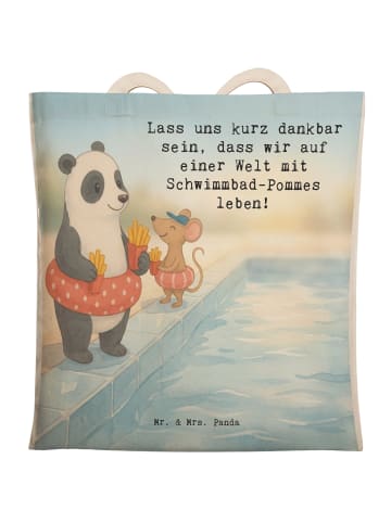 Mr. & Mrs. Panda Henkeltasche Panda Schwimmbad Pommes Design mit... in Weiß