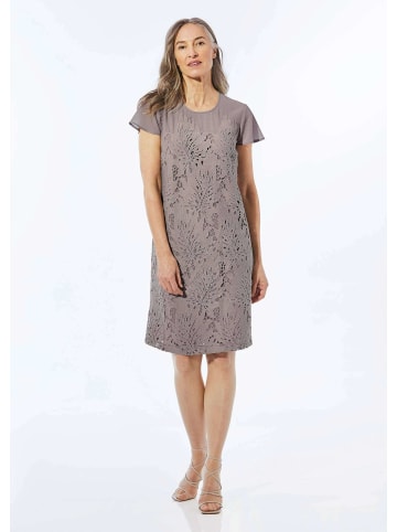 GOLDNER Kurzgröße:  Spitzenkleid aus Chiffon, Flügelärmeln in taupe