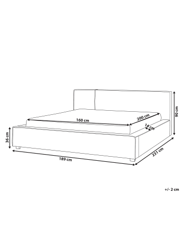 Beliani Doppelbett MIRANDE in Weiß - (W) 189 x (H) 90 x (L) 231 cm