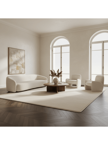 KADIMA DESIGN Teppich Kurzflor Waschbar Einfarbig ISAR Strapazierfähig OEKO-TEX in Creme