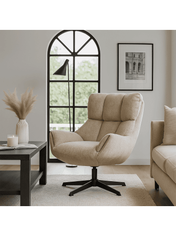 CALICOSY Sessel ODETTE in Beige - (W)73 x (H)89 x (L)81 cm