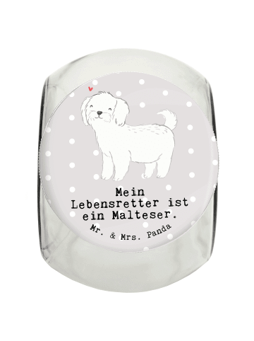 Mr. & Mrs. Panda Dose Malteser Lebensretter mit Spruch in Grau Pastell
