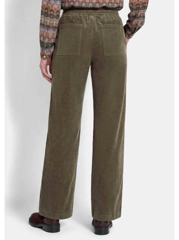 GOLDNER Kurzgröße:  Cordhose VERA mit weitem Bein in khaki