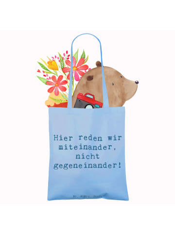 Mr. & Mrs. Panda Tasche Spruch Konflikte friedlich lösen mit Spruch in Sky Blue