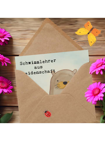 Mr. & Mrs. Panda Einladungskarte Schwimmlehrer Leidenschaft Desi... in Weiß