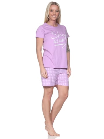 NORMANN Schlafanzug Shorty kurzarm Karo-optik 126 10 800 in lila