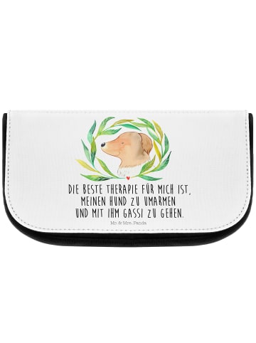 Mr. & Mrs. Panda Kosmetiktasche Hund Blumen mit Spruch in Weiß