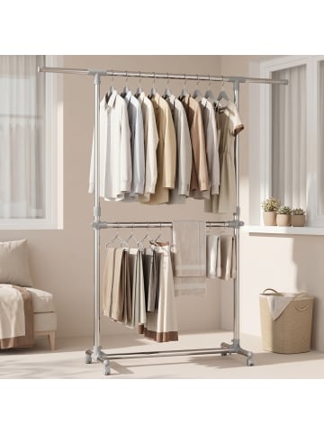 SONGMICS Kleiderständer Pataye in Silbern-Grau - (B)165 x (H)180 x (T)49 cm
