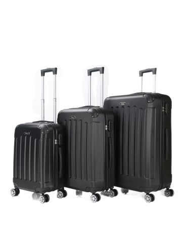 Cheffinger Reisekoffer Koffer 3 tlg Hartschale Trolley Set in Schwarz