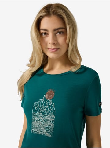 super.natural Merino T-Shirt PREIKESTOLEN CLIFFS in Petrol