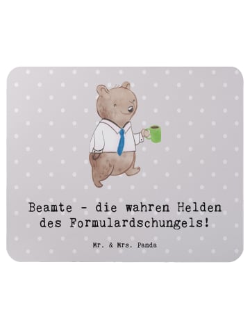Mr. & Mrs. Panda Mauspad Beamtin Heldin mit Spruch in Grau Pastell