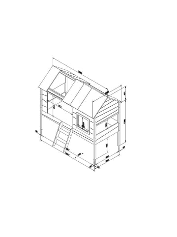 58 aufm Kessel BAUMHAUS Bett mit Vorhang Kanika 209x185x137 aus MDF in Weiß