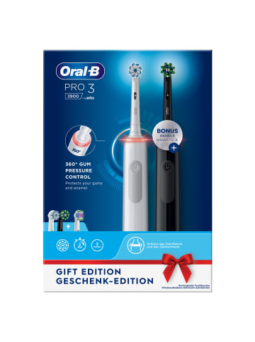 Oral-B Elektrische Zahnbürste "Pro 3 + 2. Handstück" in Schwarz/Weiß