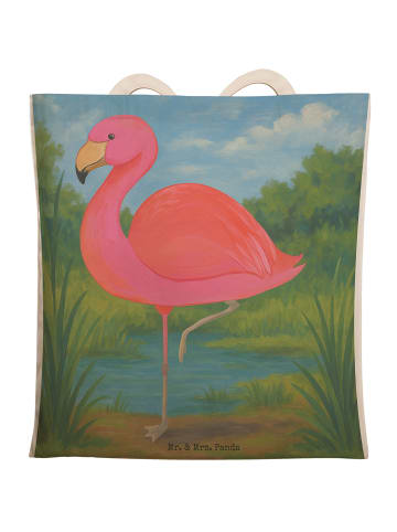 Mr. & Mrs. Panda Stofftasche Flamingo Classic Design ohne Spruch in Weiß