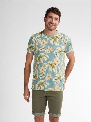 Petrol Industries T-Shirt mit Allover-Muster Hibiscus in Blau