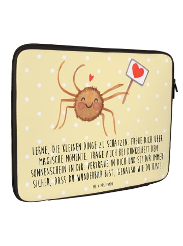 Mr. & Mrs. Panda Laptop Tasche Spinne Agathe Motivation mit Spruch in Gelb Pastell