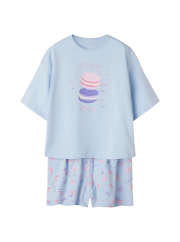 name it Kurzarm Pyjama Set Macaron in Hellblau