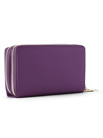Lazarotti Bologna Leather XL Double Zip-Around Geldbörse RFID Leder 20 cm in purple