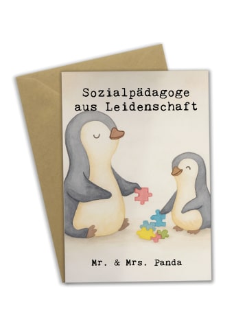 Mr. & Mrs. Panda Grußkarte Sozialpädagoge Leidenschaft Design mi... in Weiß