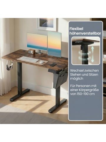 SONGMICS Schreibtisch Balok in Braun - (B)60 x (H)(72-120) x (T)120 cm