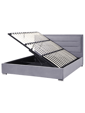 Beliani Doppelbett ROUEN in Grau - (W) 188 x (H) 111 x (L) 214 cm