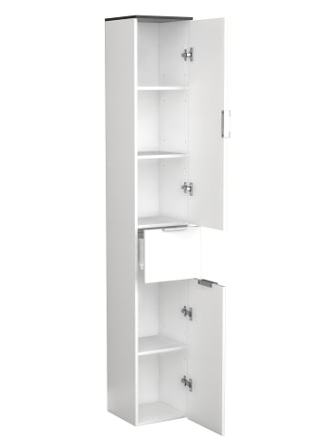 VCM Holz Badmöbel Badschrank Hochschrank Donali in Weiß / Schwarz