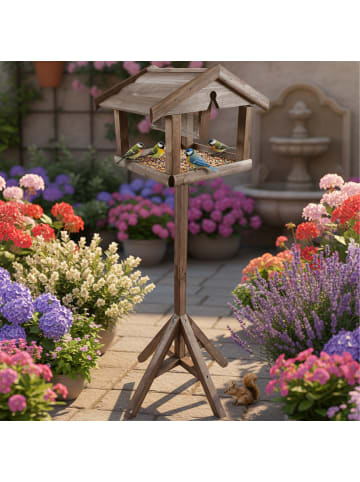 relaxdays Vogelfutterhaus in Braun - (B)50 x (H)117 x (T)50 cm