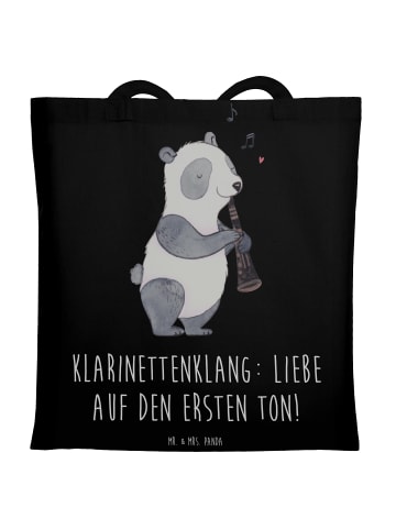 Mr. & Mrs. Panda Tragetasche Klarinette Liebe  mit Spruch in Schwarz