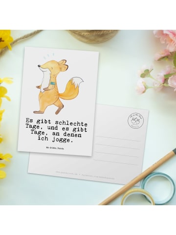 Mr. & Mrs. Panda bildkarte Fuchs Joggen mit Spruch in Weiß