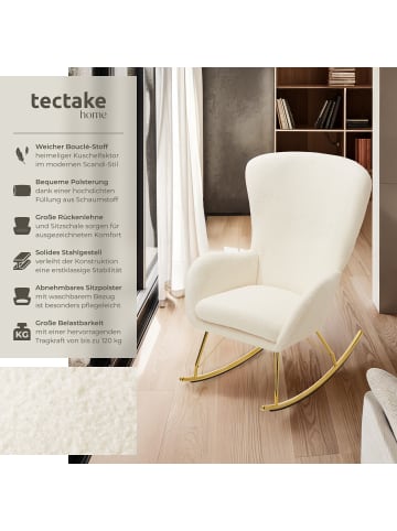 tectake Schaukelstuhl   Swing, 70 x 93 x 100 cm, Belastbarkeit 120 kg, creme/gold