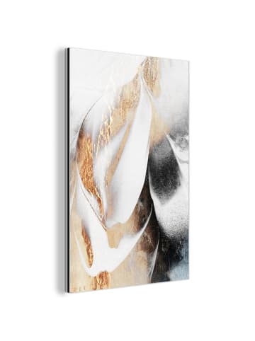 OnlyWow Metallbild Abstrakte Kunst weiß gold