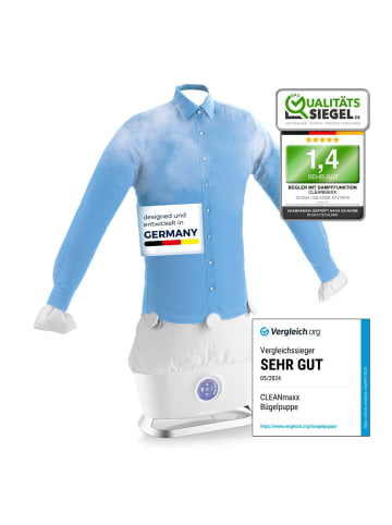 Clean Maxx Bügler mit Dampffunktion 1800W weiß für Hemden & Blusen + CH-Stecker  Weiß