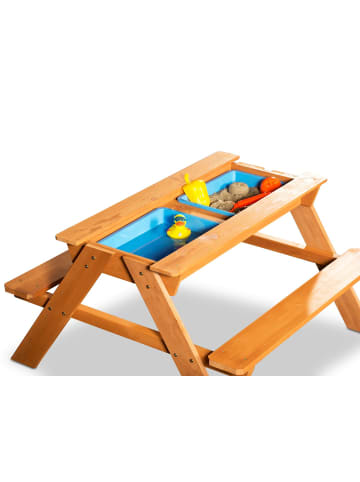 Coemo 2in1 Kindersitzgruppe und Sand-und Wasserspieltisch aus Holz in natur