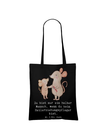 Mr. & Mrs. Panda Shopping Tasche Heilerziehungspfleger Herz mit ... in Schwarz