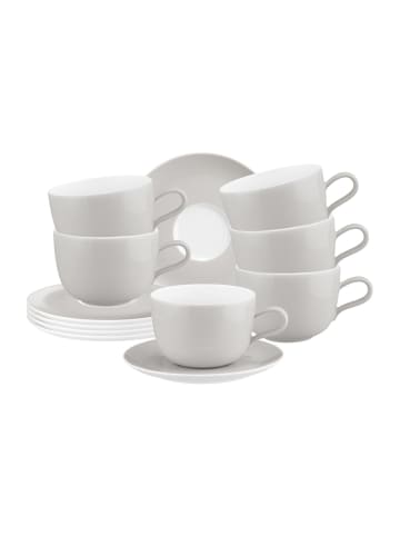Seltmann Weiden 6er Set Milchkaffeetassen mit Untertassen Liberty Pure Colors in 380 ml in New Grey